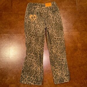 Women’s Leopard Print Jeans, Cheetah Jeans, Size 32 Straight Leg Jeans